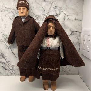 Pair of handmade Peruvian dolls of an indigenous man and woman